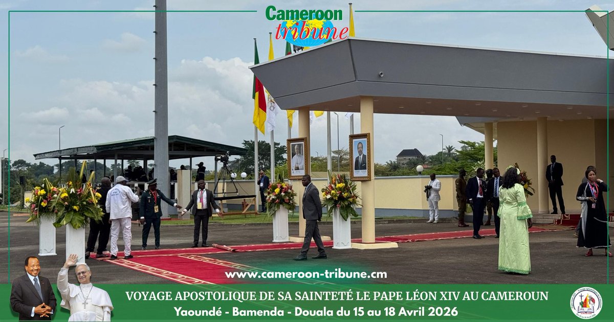 CamerounTribune's tweet photo. Visite du #PapeAuCameroun2026 : l’#aéroport de #Nsimalen est paré de ses plus beaux atours pour dire au revoir à Sa Sainteté #LéonXIV. https://t.co/4g6JKjl1eU