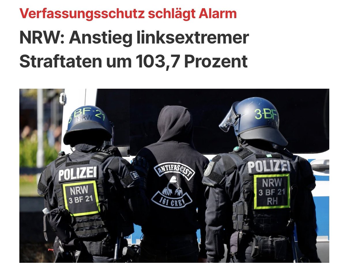 LilitThyra's tweet image. Linksextreme Straftaten in NRW steigen um fast 104 Prozent!
"VERFASSUNGSSCHUTZ SCHLÄGT ALARM" 😂
focus.de/politik/deutsc…