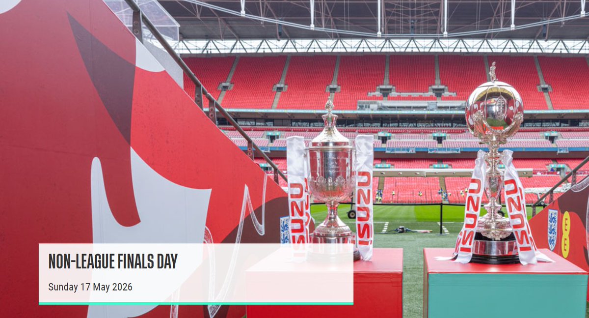 NFFC_SC's tweet photo. We’ve got a free pair for Non‑League Finals Day at Wembley on 17.05.26 for @NFFC_SC  Members!
Two finals on one day:  🏆FA Vase – 12:30 AFC Stoneham vs Cockfosters 🏆 FA Trophy – 16:30 Southend Utd vs Wealdstone. Simply LIKE to enter.  Please only enter if you can attend. https://t.co/Boieoctsi6
