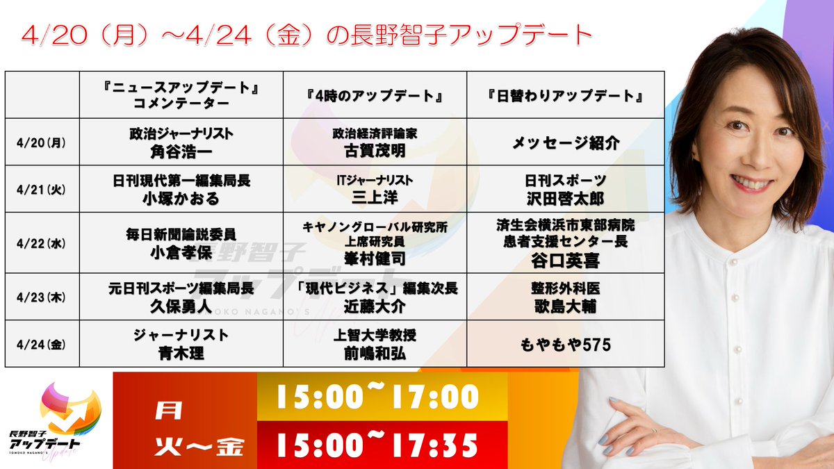 文化放送 長野智子アップデート tweet media