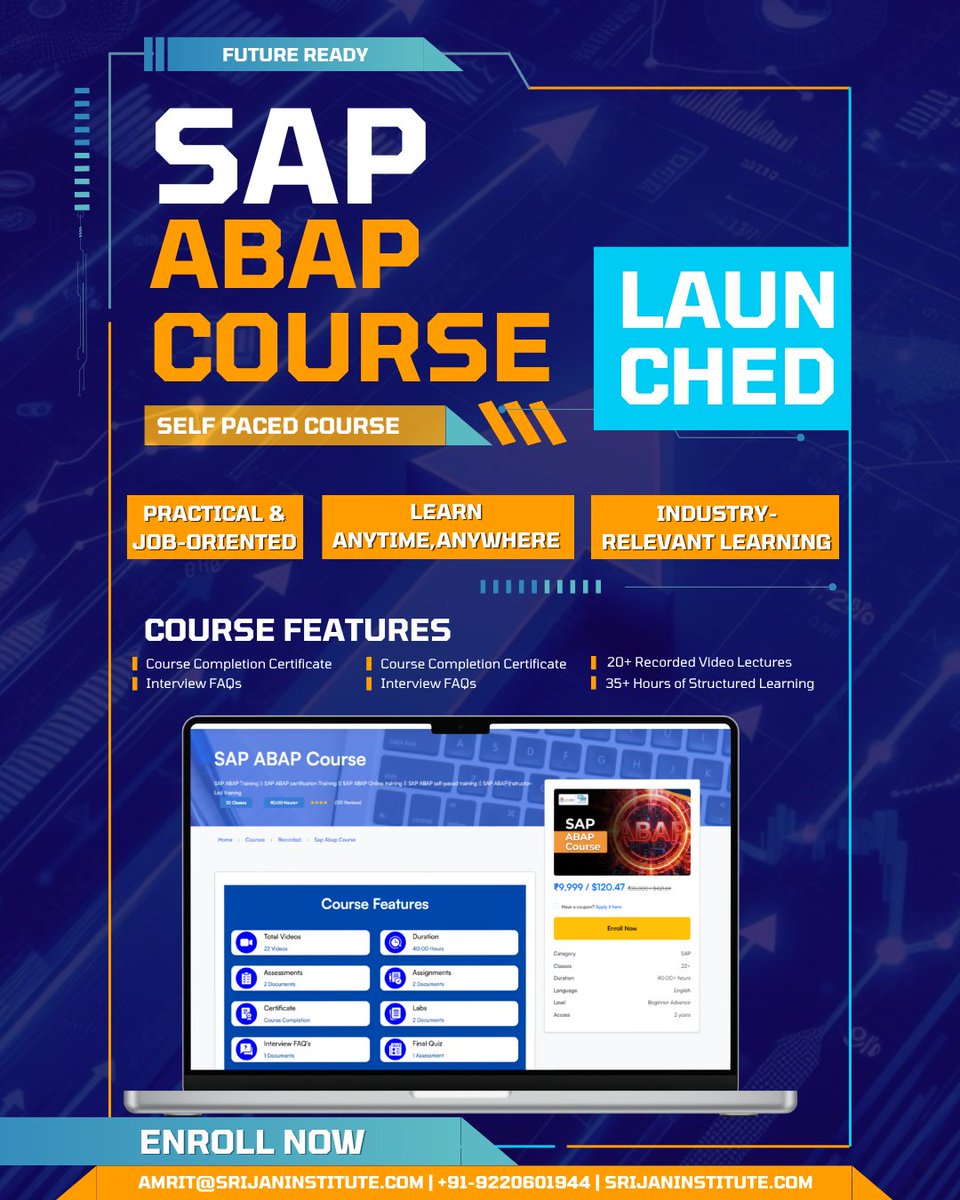 SrijanSAP's tweet photo. 📲Click here to join this course: https://t.co/UgaXkkctrW
🔗 Explore recorded courses:
https://t.co/YssBvatALD
👉 Join our Live Trainings:- https://t.co/rXIN3pOsQS
📞 Need guidance? Call us: +91 9220601944
---
#SAPABAP #SAPCourse #LearnSAP #SAPDeveloper #SrijanInstitute https://t.co/dr7S2WsZFA