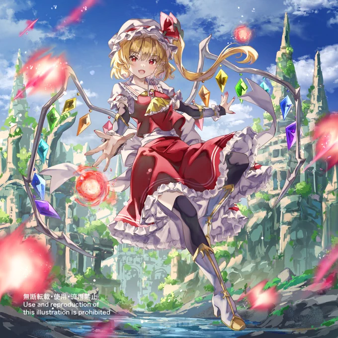 同人サークル・作画法界様( )より頒布予定の新譜のジャケットイラスト描かせていただきました RPG風のフランドールです 例大祭23で頒布されるそうですので、ぜひよろしくお願いします!