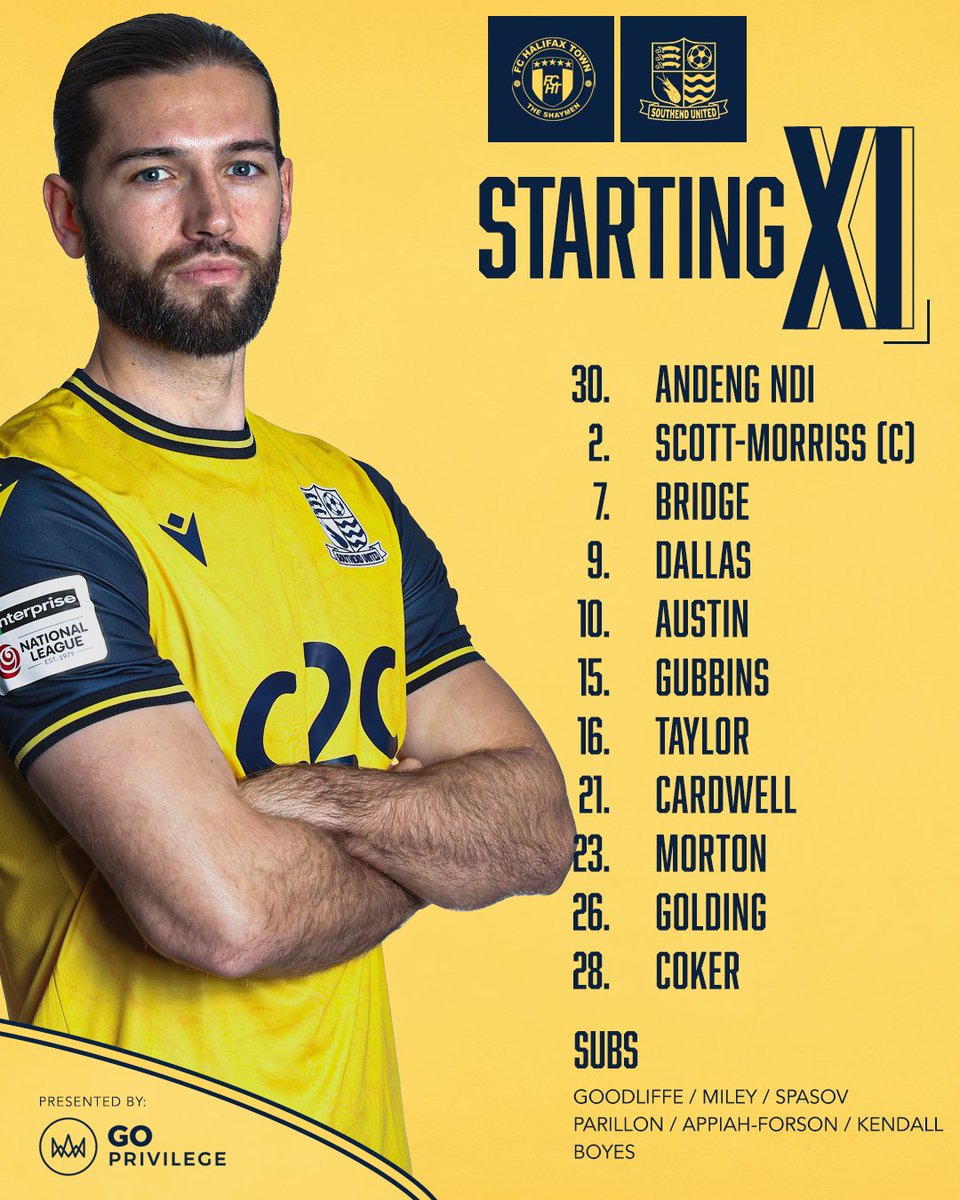 SUFCRootsHall's tweet photo. Your team to take on FC Halifax Town 💛

Four changes from midweek as Cards gets his first start since his recovery from injury! 🔙 https://t.co/NKnRrouAIi