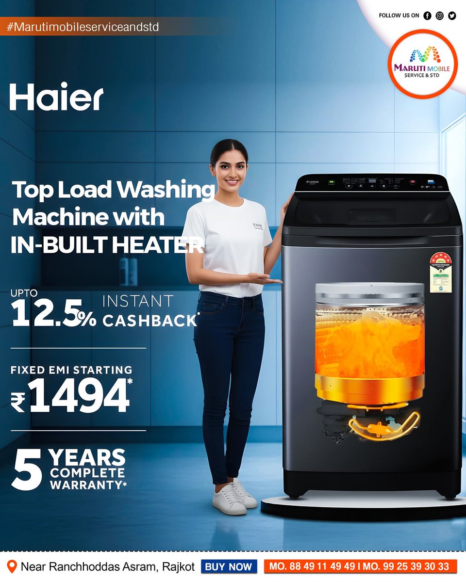 MarutiStd's tweet image. 𝗨𝗽𝗴𝗿𝗮𝗱𝗲 𝗬𝗼𝘂𝗿 𝗟𝗮𝘂𝗻𝗱𝗿𝘆 𝗚𝗮𝗺𝗲 𝘄𝗶𝘁𝗵 𝗛𝗮𝗶𝗲𝗿! ✨

Experience powerful 
🔎 Whats App - wa.link/6gimkn

#Haier #WashingMachine #SmartLaundry #TopLoadWasher #InBuiltHeater #HomeAppliances #HaierIndia #SmartLiving #CleanWithCare #LaundryMadeEasy