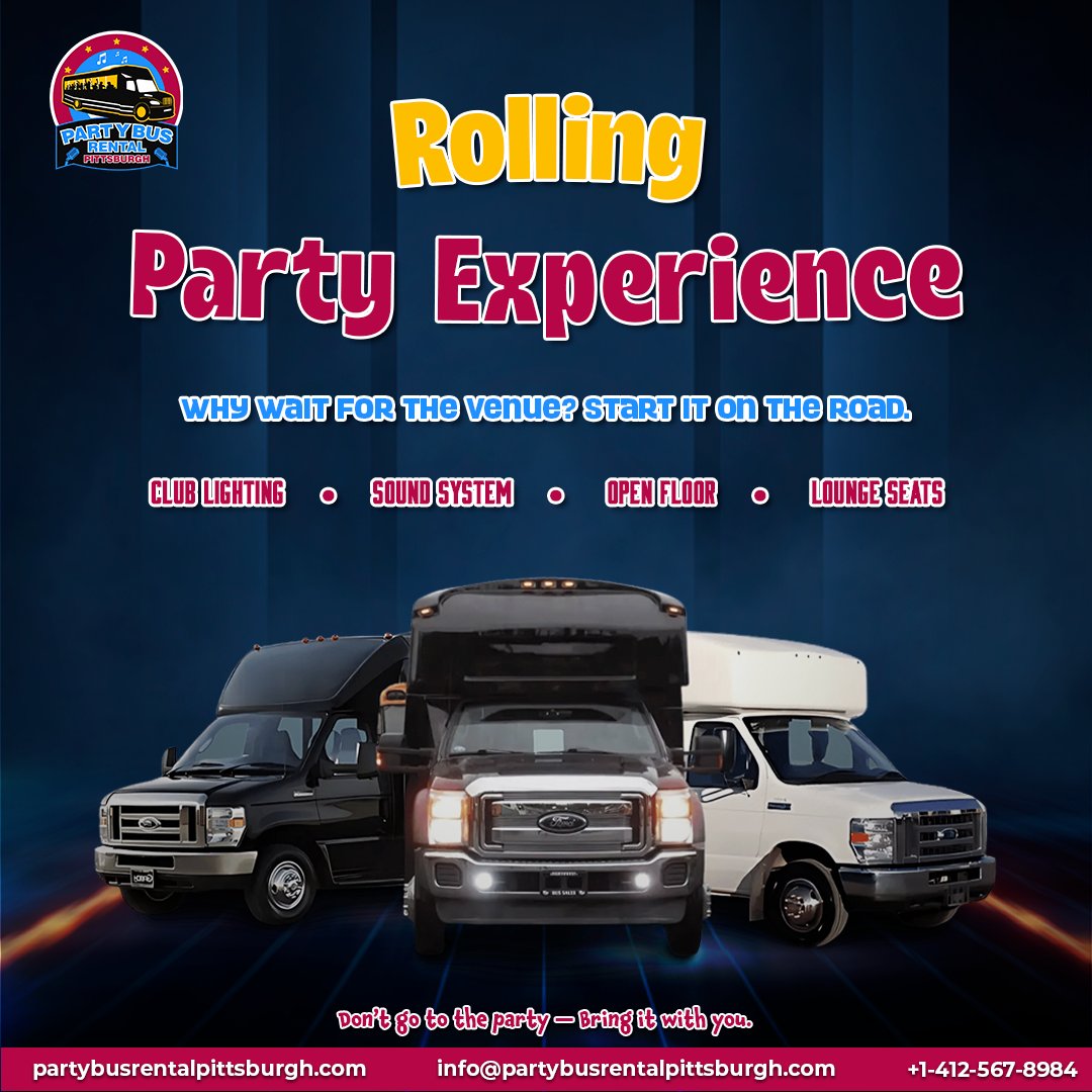 bus_pittsburgh's tweet image. Rolling Party Experience with Party Bus Rental Pittsburgh

Call us to reserve your party ride at +1 -412-567-8984 or visit our site partybusrentalpittsburgh.com.
.
.
.
#RollingParty #PartyOnWheels #PartyBusExperience #PittsburghNightlife #NightOutPittsburgh #VIPPartyBus