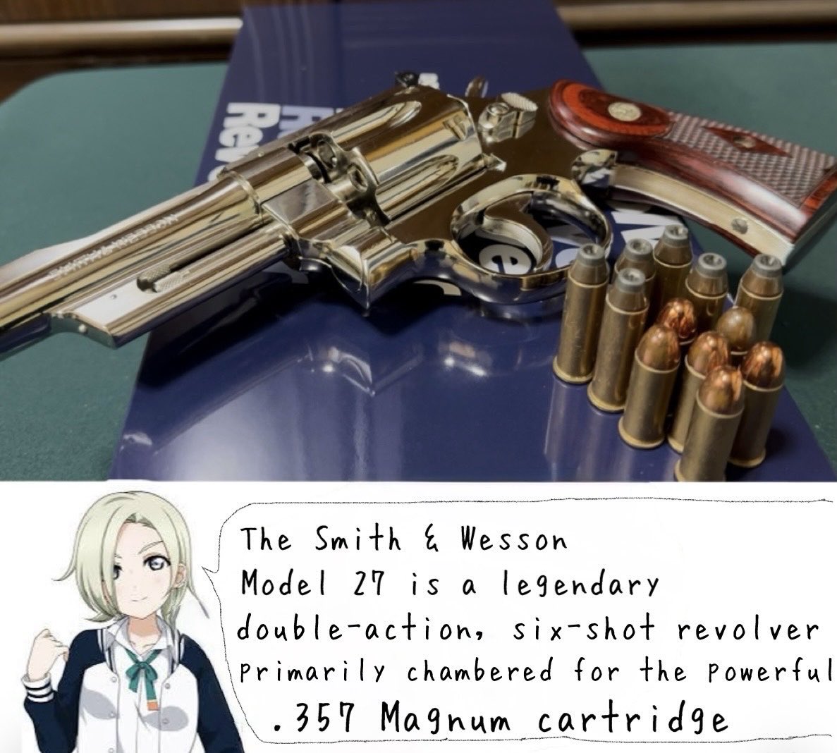 #お前たちの大好きな銃単体を見せろ
S&amp;WのModel.27 357マグナム
ニジガクのニューヨーカーの天才作曲家
ミアテイラーの解説付き