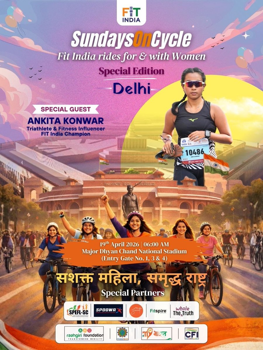 FitIndiaOff's tweet image. Ankita Konwar is ready to lead from the front 🚴‍♀️
A true symbol of endurance and discipline, our #FitIndia Champion brings unstoppable energy to #SundaysOnCycle.
Lace up, show up and ride strong.
Register Now on FIT India Mobile App or fitindia.gov.in
#PollutionKaSolution