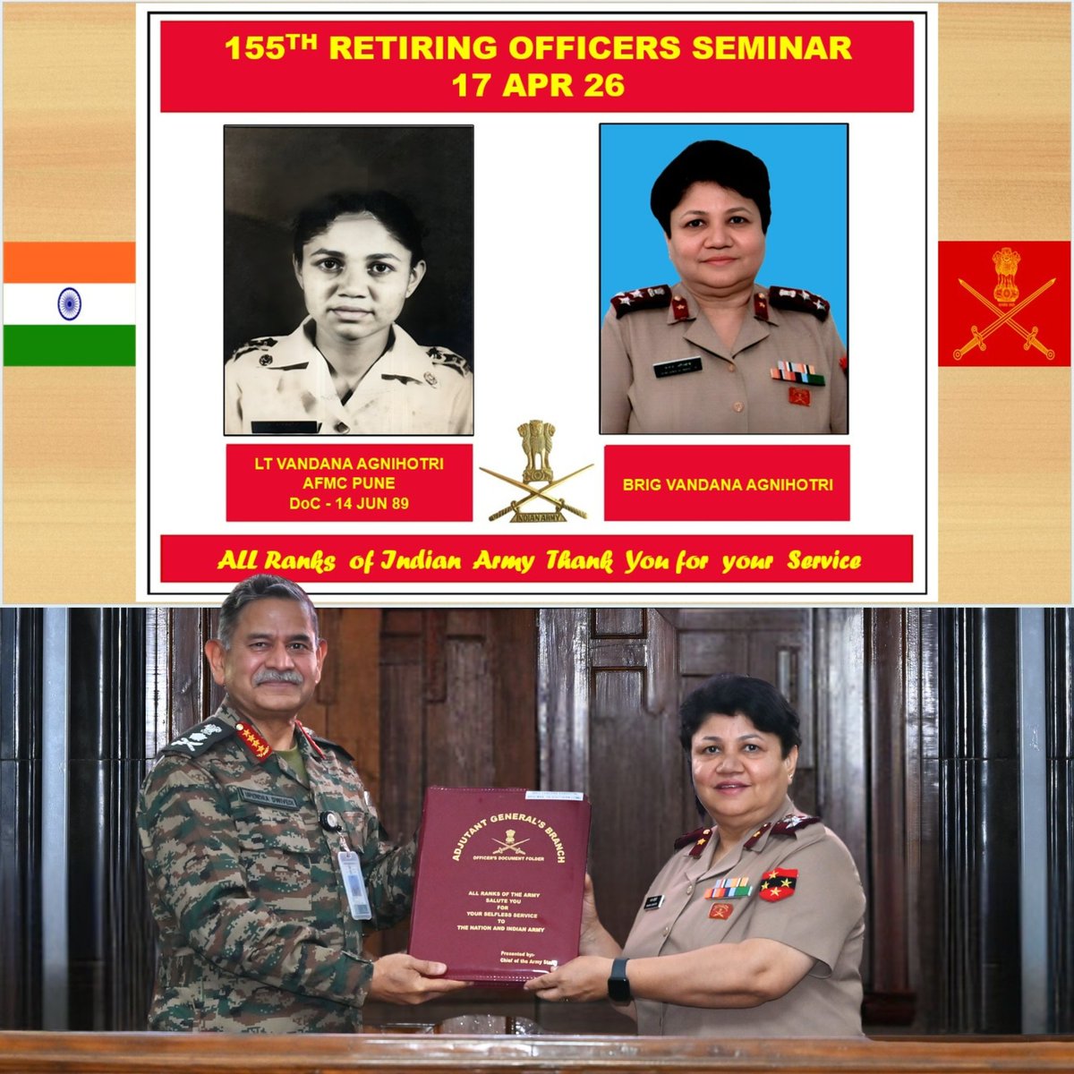 adgpi's tweet image. Honouring a Lifetime of Service to the Nation.

#GeneralUpendraDwivedi, #COAS interacted with the Officers superannuating on 30 April 2026 during the Retiring Officers' Seminar #ROS. #COAS commended the Officers for their selfless service to the Nation &amp;amp; the organisation and