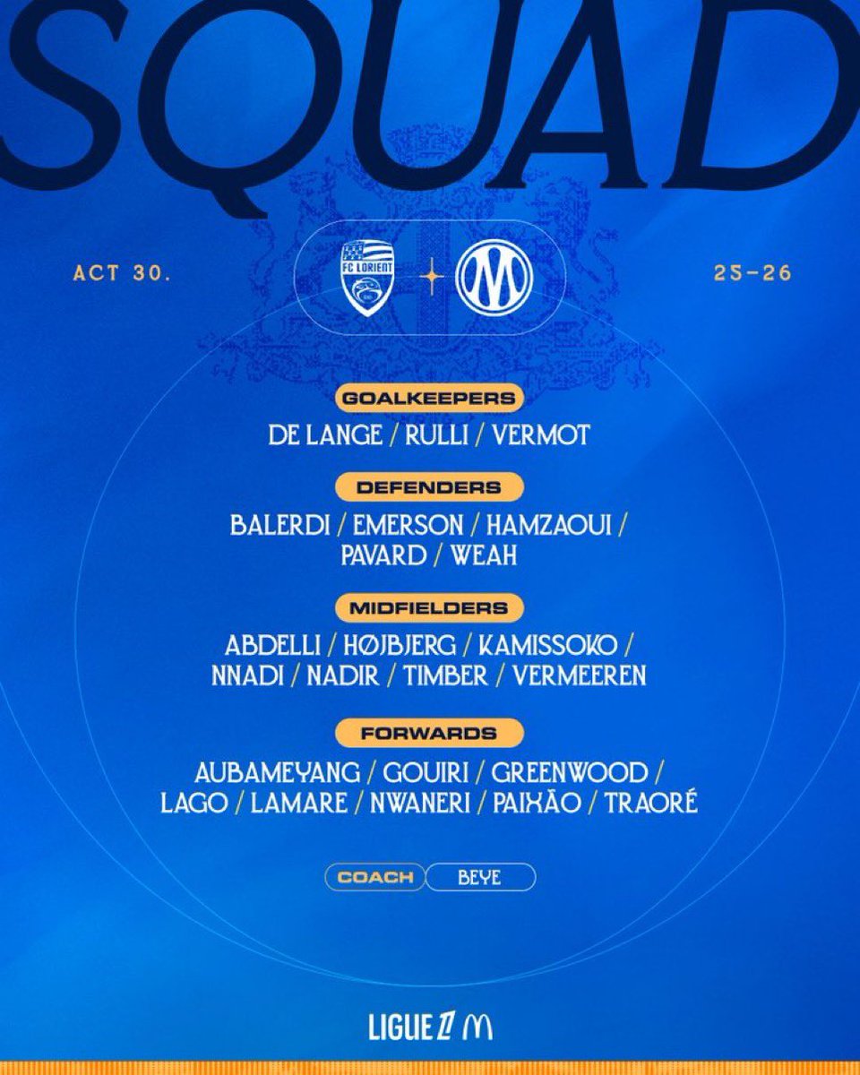 👥 𝗟𝗘 𝗚𝗥𝗢𝗨𝗣𝗘 𝗢𝗟𝗬𝗠𝗣𝗜𝗘𝗡 pour le match face à Lorient 🩵🤍

📸 <a href="/OM_Officiel/">Olympique de Marseille</a> 

#FCLOM #TeamOM #ForzaOM