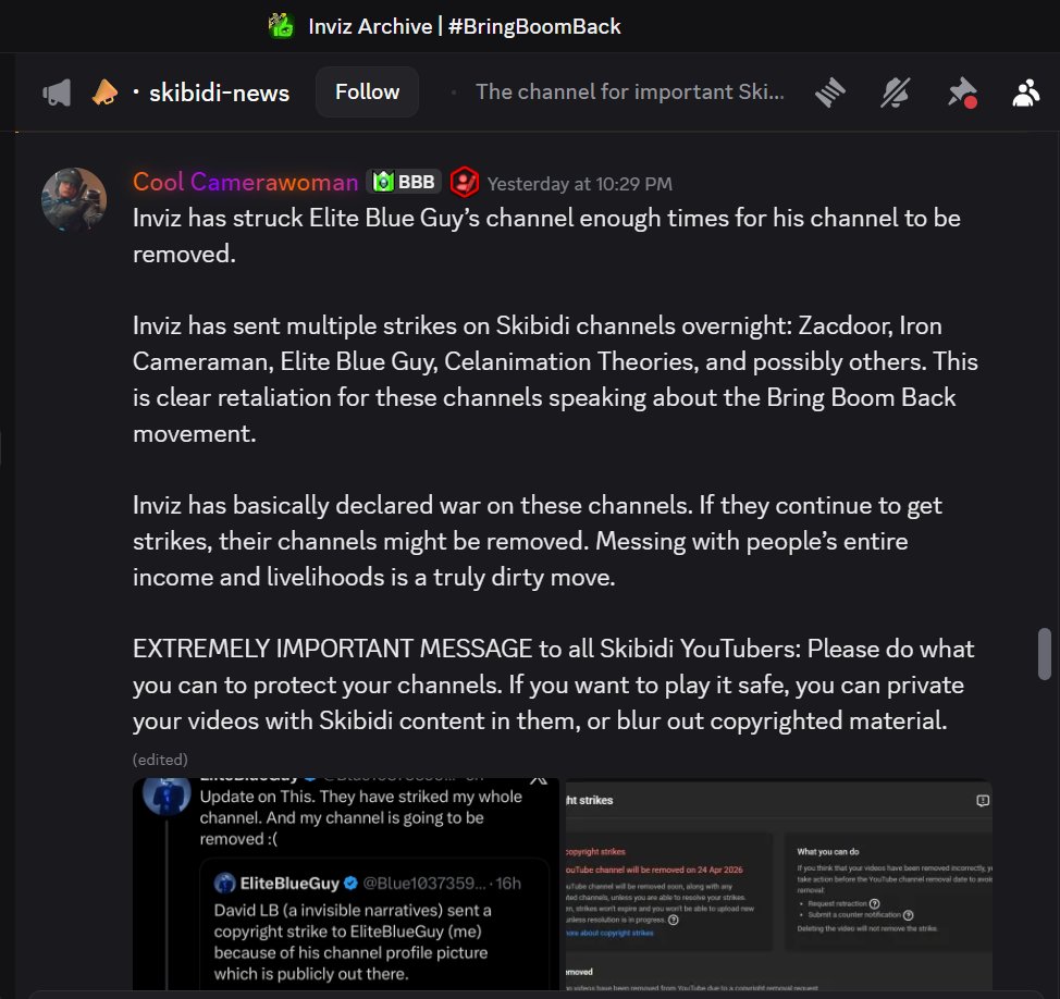 XUSERNEON's tweet photo. lol 😭 INVIZ is digging there own grave , if they do not stop and keep striking ST youtubers soon there will be no one in the fandom will make skibidi content and ST toilet will die . 100 % iq  move used by INVIZ 🙏 https://t.co/oFWKIIlG3m
