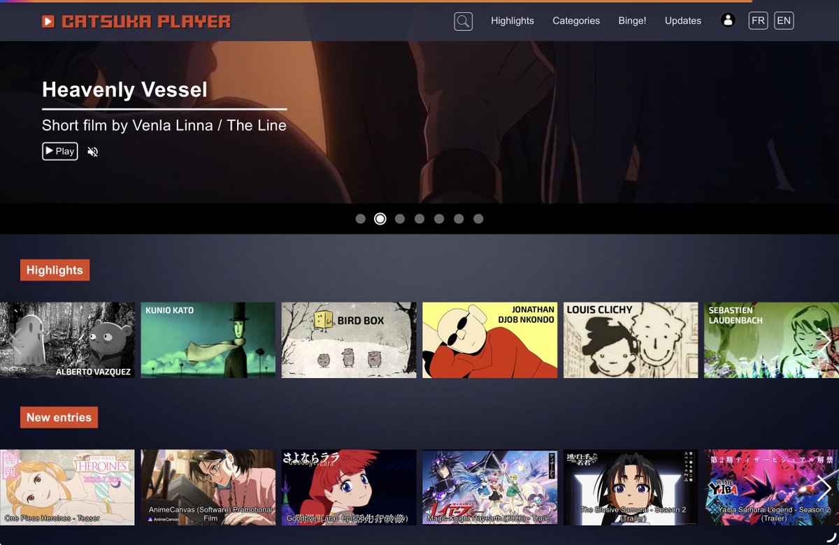 مكان يمكنك من مشاهدة كثير من الأنواع المختلفة من  اعمال الانميشن المستقل
catsuka.com/player