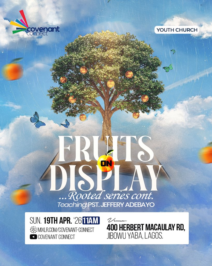 cconnectchurch_'s tweet photo. By their fruits ye shall know them.” — Matt. 7:20 🍇

What fruit are you bearing?

Join Covenant Connect this Sunday as the Rooted series continues with PST. Jeffery Adebayo.

🗓️ Sun, Apr 19 | 11 AM
📍 400 Herbert Macaulay Rd, Yaba

#CovenantConnect #SundayService https://t.co/aQeozqoIe3