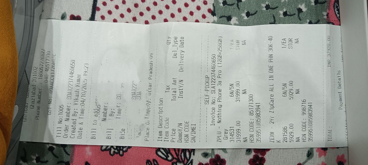 Mustakeem_JUH's tweet photo. "₹32k phone + ₹6k ZipCare insurance, but @Croma @CromaCare offers only ₹15k voucher! They aren't even sending an official email for this low offer. Is this a scam? I want a full refund/replacement. @jagograhakjago @NothingIndia @nothing #ConsumerRights #CromaScam" https://t.co/exr6DTyhhq