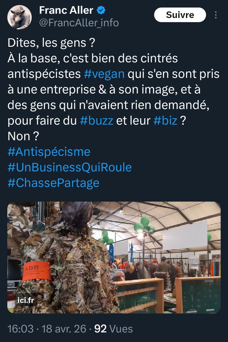 brunoj31's tweet image. Dites, les gens ?
Informer une entreprise que son logo est utilisé sans son accord par des #chasseurs pour embellir leur image alors que cette entreprise n'avait rien demandé,ce sont les #vegans qui sont cintrés ? 🙄
#manipulation
#chasseausponsor
#voldelogo
#business