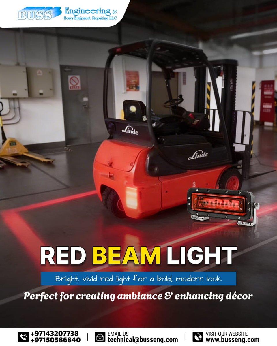 BussEngineering's tweet image. 🔴#RedBeamLight
✨ Bright, Vivid Red Light
✨ Modern and Stylish
✨ Perfect for Ambiance &amp;amp; Decor
📞+97143207738,50586840
🌐busseng.com

#AmbianceLighting #LightingSolutions #InteriorDesign #WarehouseLighting #IndustrialLighting #SafetyLighting #ForkliftSafety #BussEng