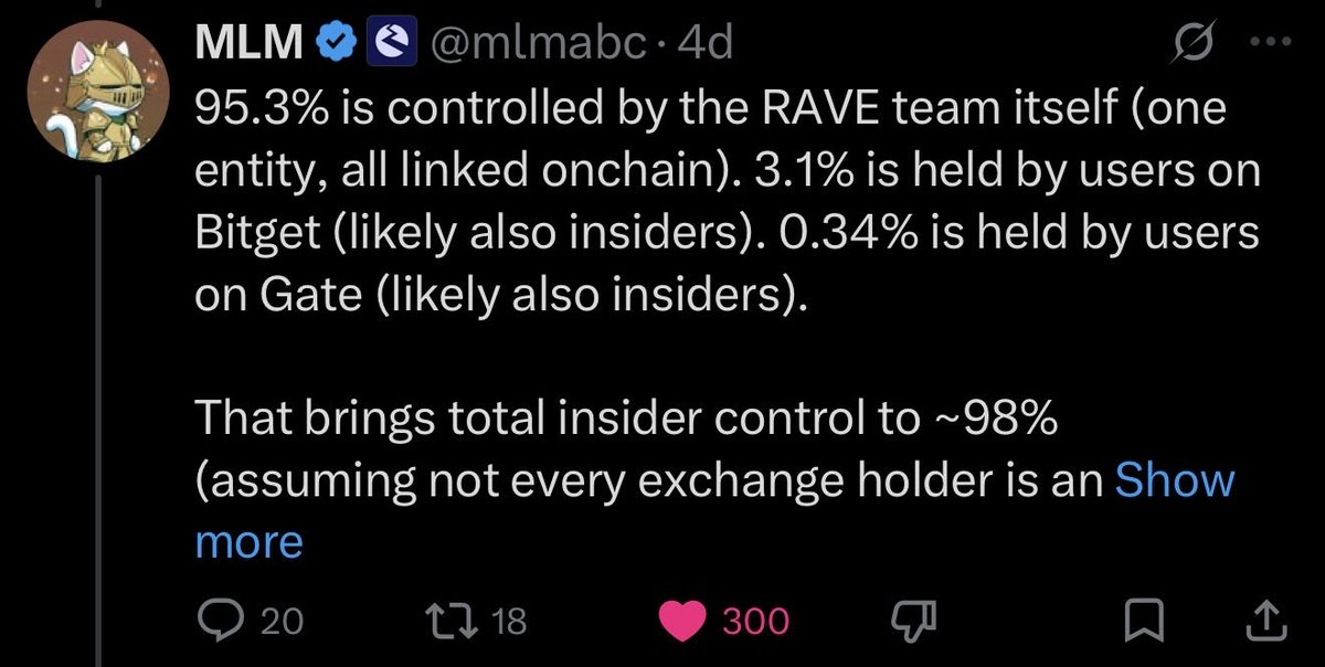 CryptoPatel's tweet image. ZachXBT Just Exposed $RAVE As The Biggest Insider Scam Of 2026

Something big is happening with $RAVE and ZachXBT just called it out. Here's what you need to know 👇

The Pump Nobody Saw Coming:
→ #RAVE went from $0.25 to $28 in just 11 days
→ That's a 11,000%+ move in 11 Days
