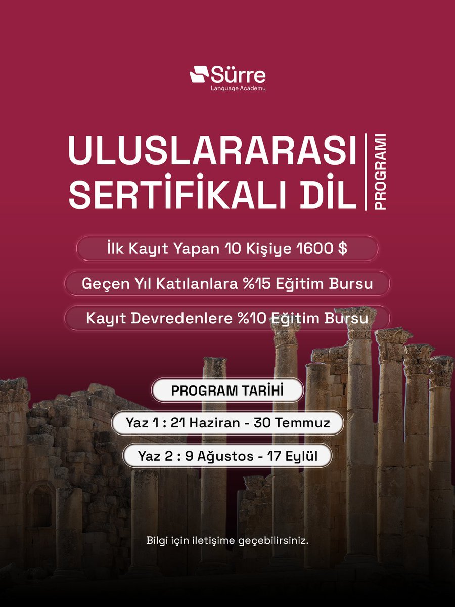 surre_akademi's tweet photo. Bir Dilden Fazlası, Bir Tarih Yolculuğu: Ürdün'de uluslararası geçerliliği olan sertifikalı Arapça eğitim

Sadece sınıfta değil, tarihin gölgesinde Arapça konuşmaya hazır mısın? Sürre Language Academy olarak, bu yaz rotamızı kadim medeniyetlerin beşiği Ürdün'e çeviriyoruz. https://t.co/2rF1ehPQo0