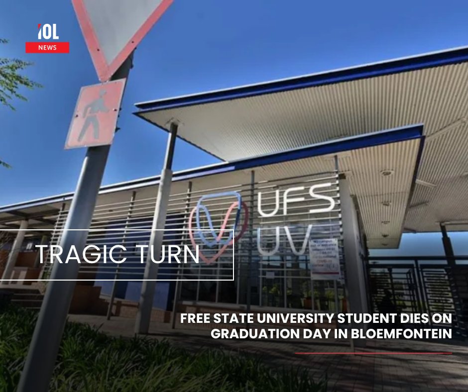 IOL's tweet photo. A University of the Free State student died on Bloemfontein Campus on graduation day just before ceremony leaving the university and community in shock as investigations continue ongoing cause unknown. 
#UFS #UniversityOfTheFreeState #Bloemfontein 
Read more here: https://t.co/id9niRaePg