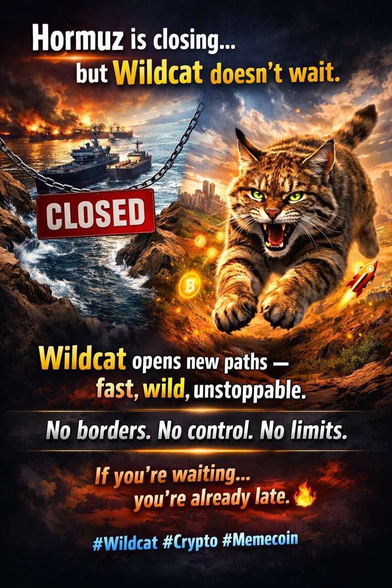 wildcat20002's tweet image. 🚨 Hormuz is closing… but Wildcat doesn’t wait.

While the world watches routes get blocked,

🐱 Wildcat opens new paths —
 fast, wild, unstoppable.

No borders. No control. No limits.

If you’re waiting… you’re already late. 🔥

#Wildcat #Crypto #Memecoin