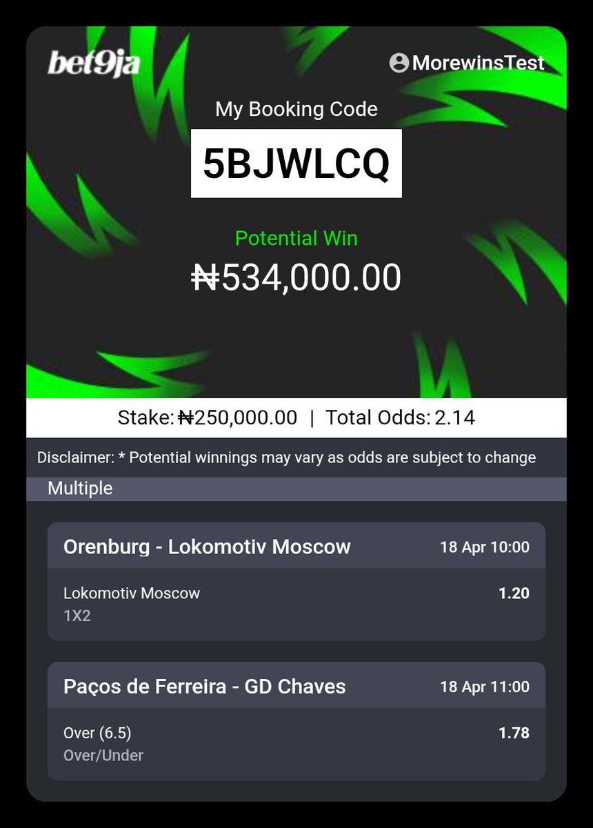 Okechukwu_odd's tweet photo. BET9JA PICKS
2 odds ππ» Number 5BJWLCQ
#AlwaysBet9jaCode https://t.co/KEVUgOZd06