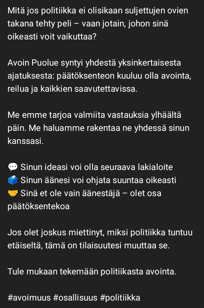 Avoin Puolue tweet media
