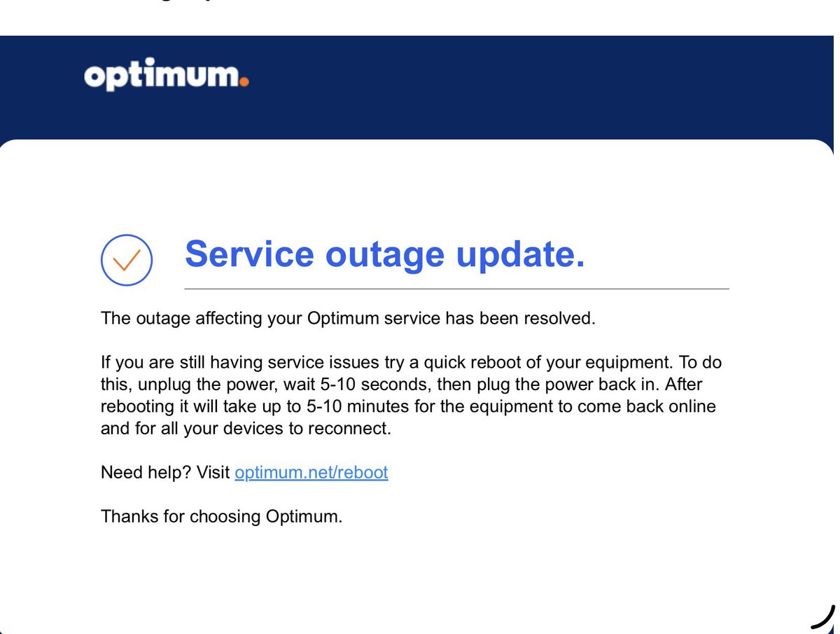 bil14ga's tweet photo. @OptimumHelp had an outage last night (again).  Don’t care as I cut the cord with @Starlink https://t.co/aLUG1TGAT3