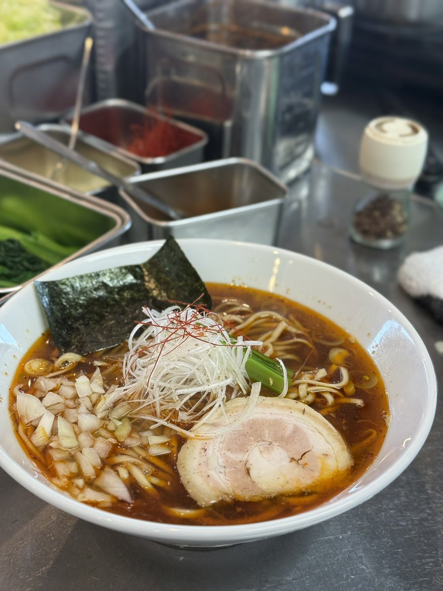 限定】 明日、15食程限定で【えび香る辛味中華そば】やります！ 平打ち
