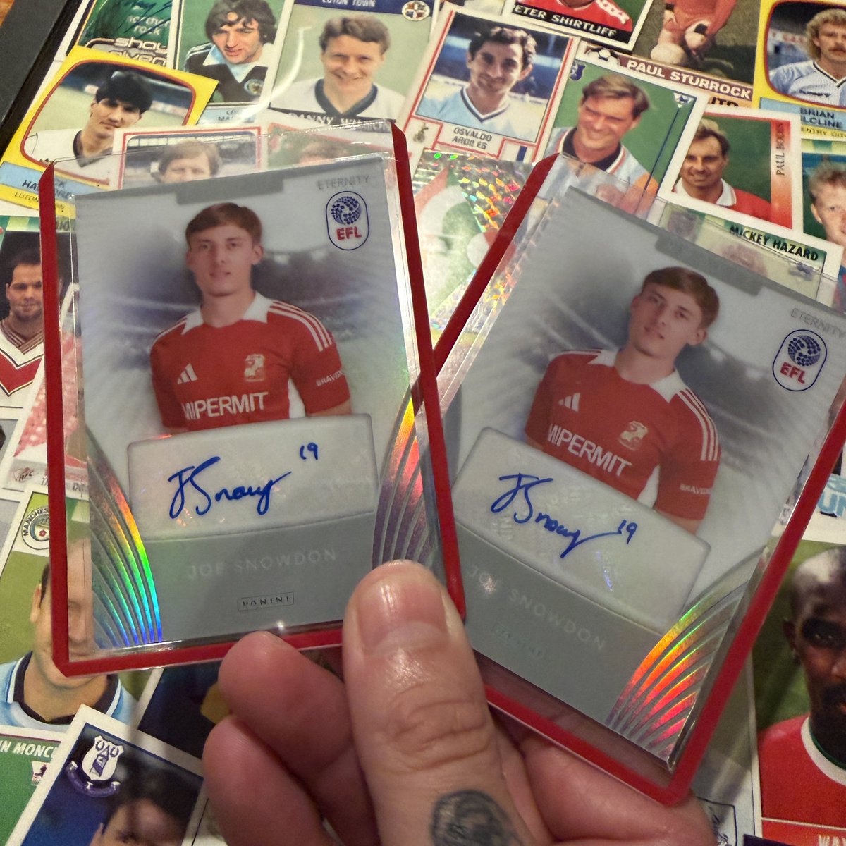 OJRestorations's tweet image. First two people to find me today at the Swindon vs Accrington game and shows me they follow me on instagram will receive a Joe Snowdon signed Panini Eternity Card!

IG: ojsfootballshirtrestorations 

#stfc #swindontown #panini