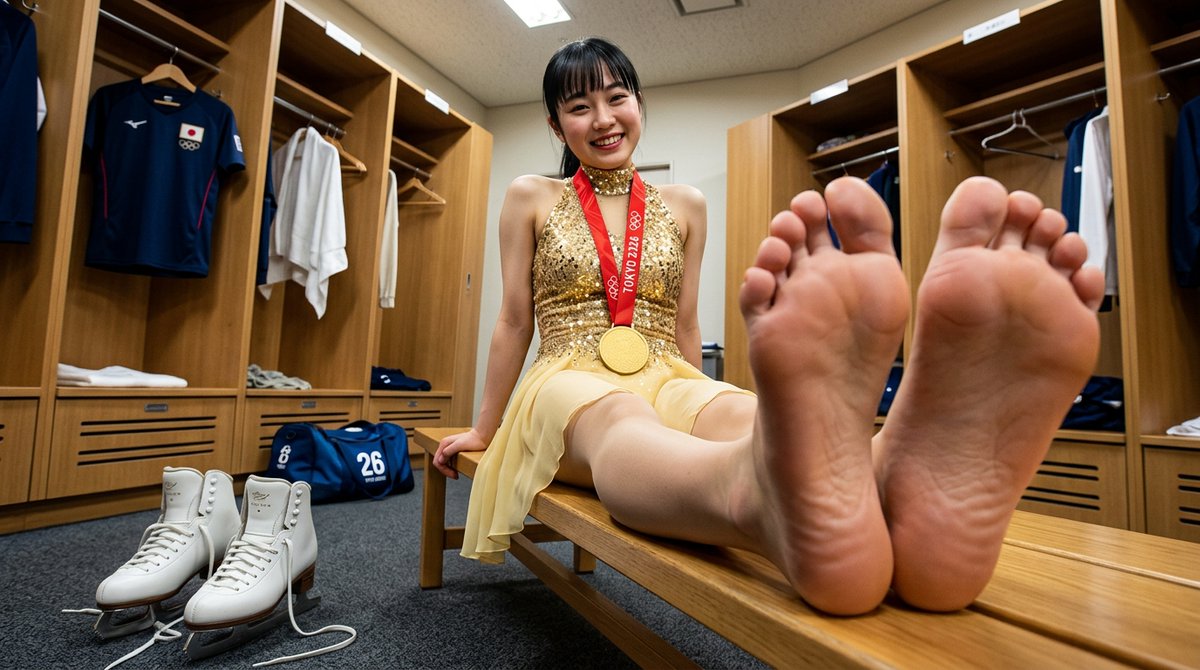 jknokutsushita's tweet image. フィギュアスケート選手の足裏です！

少し前に話題になってましたね、、

ついでに踏んでもらいました

#AIart #SFW #足裏 #匂いフェチ #踏み活 #M男募集