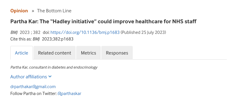 parthaskar's tweet image. I look at this initiative via @DHSCgovuk @mhclg - and a good one too @SamanthaDixonMP @wesstreeting 

And also wonder about what I wrote (&amp;amp; proposed) in 2023 for the #NHS 

Had broad agreement from relevant clinical leads in @NHSEngland 

Further rejected by @NHSE_WTE -sadly