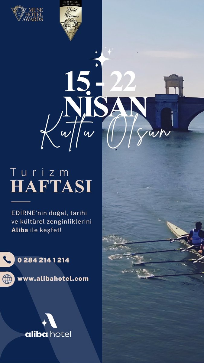 AlibaHotel's tweet photo. Geleceğin turizm anlayışını, Edirne’nin mistik ruhuyla birleştiriyoruz. 🏛️✨
Muse Hotel Awards 2026 Gold Winner olarak, ülkemiz turizmine değer katmaktan gururluyuz. Turizm Haftası kutlu olsun! 🏆🛶
📍 Abdurrahman Mh. Kanarya Sk. No:11, Edirne
📞 0 284 214 1 214
#AlibaHotel https://t.co/9z7317qBa4