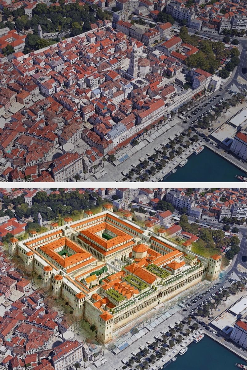 UbermenschMind's tweet image. The reason Split looks like this is because that's exactly what it is:

Diocletian's Palace was built at the end of the 3rd century AD (around 295–305 AD) by the Roman Emperor Diocletian as his retirement home. 
Today, that same palace is basically the entire old town of Split.