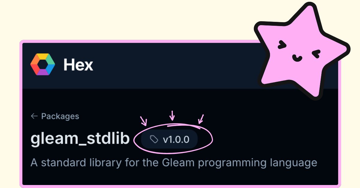 gleamlang's tweet photo. It's here! gleam_stdlib v1 released! https://t.co/K6RvtBaNsa