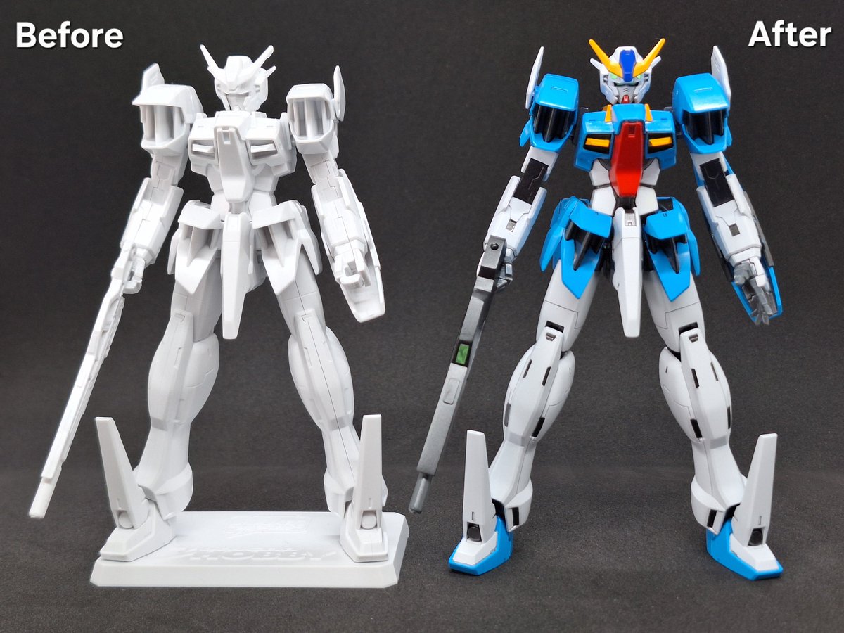 TA9618's tweet image. 【完成】

電撃ホビーマガジン2009年1月号の付録「FG 1/144 ガンダムラジエル」を、可動化改造+全塗装で作りました。

素組みのHG00系キットと並べて違和感の無いバランスを目指し、丁寧・クリアな仕上がりを意識しています。

ポージング・製作工程の抜粋はツリーに続きます。

#ガンプラ
#GUNPLA