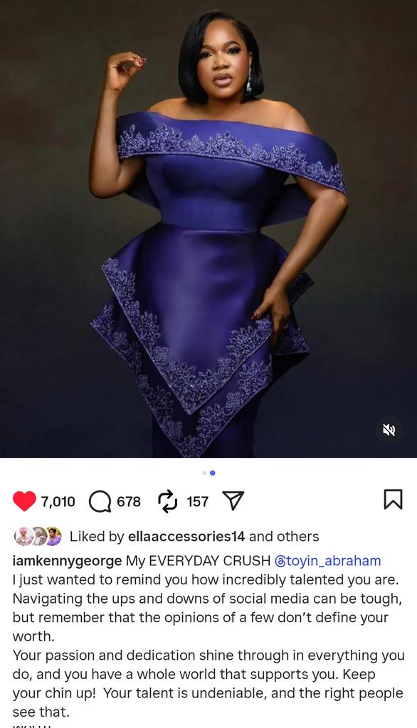 Very thoughtful message from Kenny George to Aunty Toyin 😩😍🥰