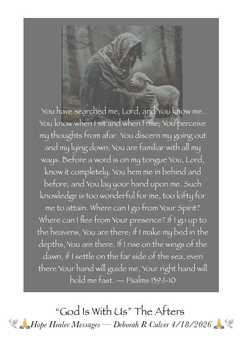 You have searched me, Lord, and You know me. You know when I sit and when I rise; You perceive my thoughts from afar. You discern my going out and my lying down; You are familiar with all my ways. Before a word is on my tongue You, Lord, know it completely. You hem me in behind