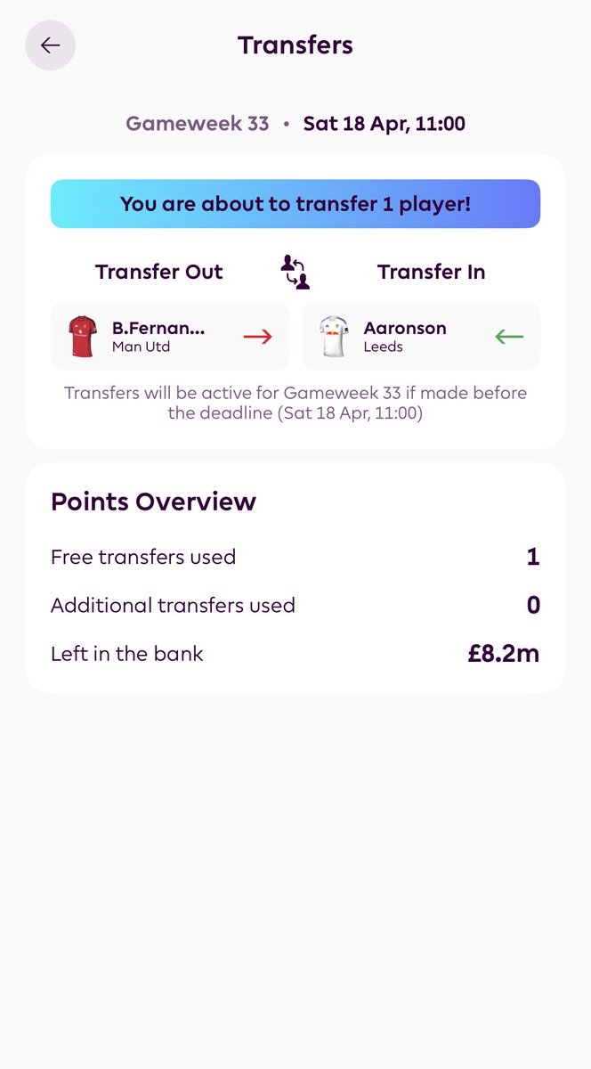 FPL_Masterplan's tweet photo. Double GW33 🔒

Transfer Done ✅

Let’s Go and Win FPL 🔥 https://t.co/WkxMo7zXvV