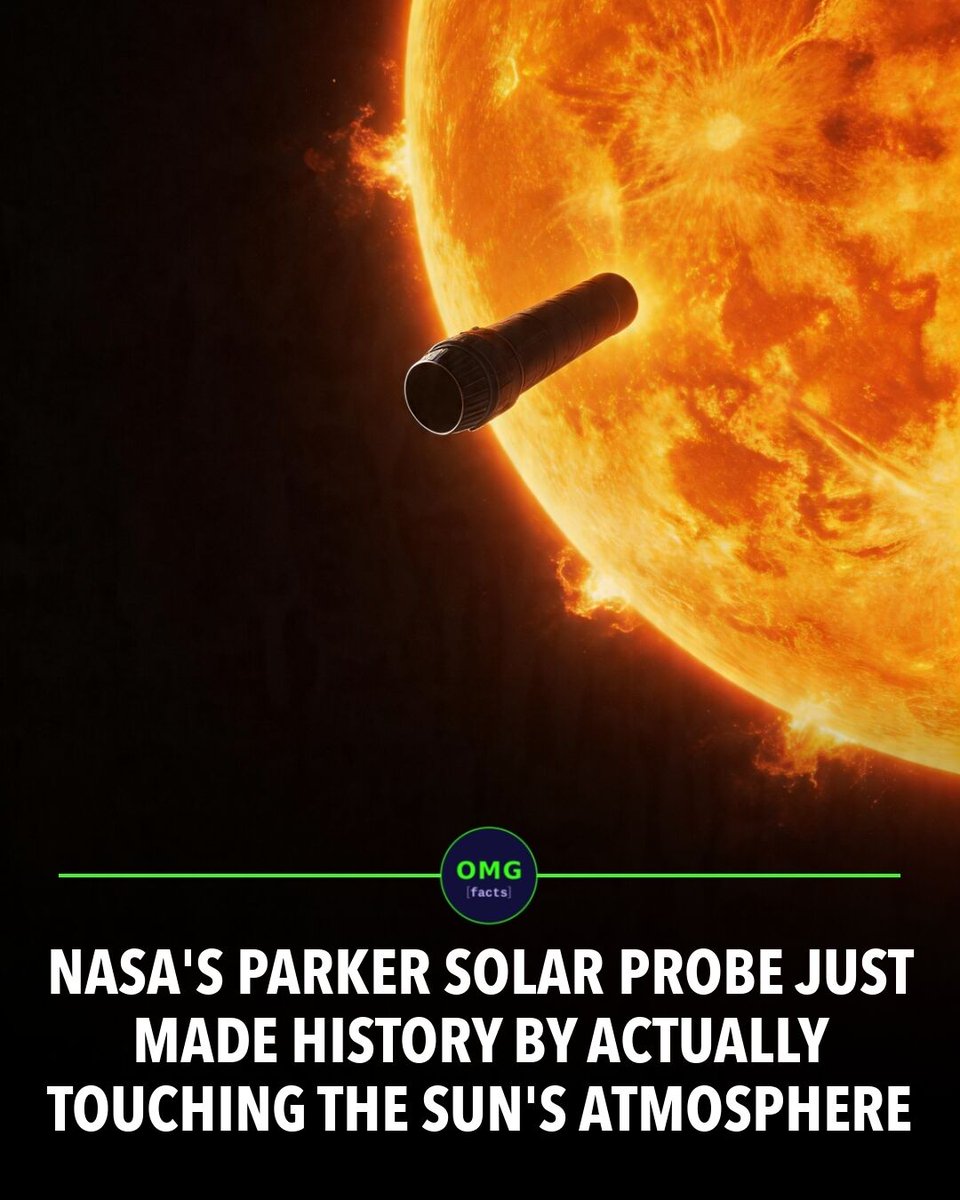 OMGFacts's tweet image. 🚀 NASA just flew a spacecraft INTO the Sun's atmosphere.

430,000 mph. Magnetic fields never seen before. A shield keeping instruments at room temp while outside hits 1,000,000°F.

We literally touched a star.

#omgfacts #NASA #SpaceExploration