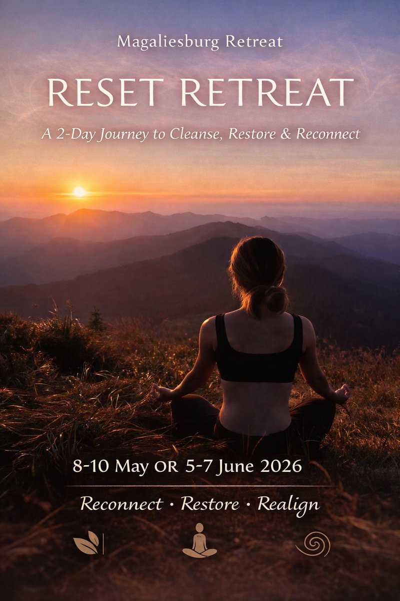 BodyandM's tweet photo. Reset Retreat - Cleanse, Restore &amp; Reconnect
Step away from the noise of everyday life and immerse yourself in a deeply nourishing 2-day retreat in Magaliesburg, designed to reset your body, mind, &amp; emotional well-being.
Date: 8-10 May OR 5-7 June 2026
Contact: Corlia 083 3084490 https://t.co/Sd0z2jdfLA