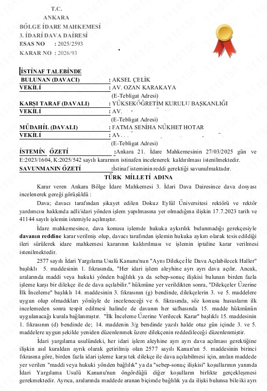 Akselcellik's tweet photo. #DEÜ de #TÜBİTAK 1001 projemizi imzalamayarak
Araştırma hakkımızı gasp eden Rektör @hotar_nukhet ve Yard. #FatmaDuyguÖzelDemiralp ile ilgili kesinleşen dava kararlarına işlem yapmayan #YÖK davasında, yargılama baştan başlıyor.
İlk davadan 3 Yıl SONRA!
Hiç kimse dokunulmaz değil! https://t.co/LmhnSEuncd