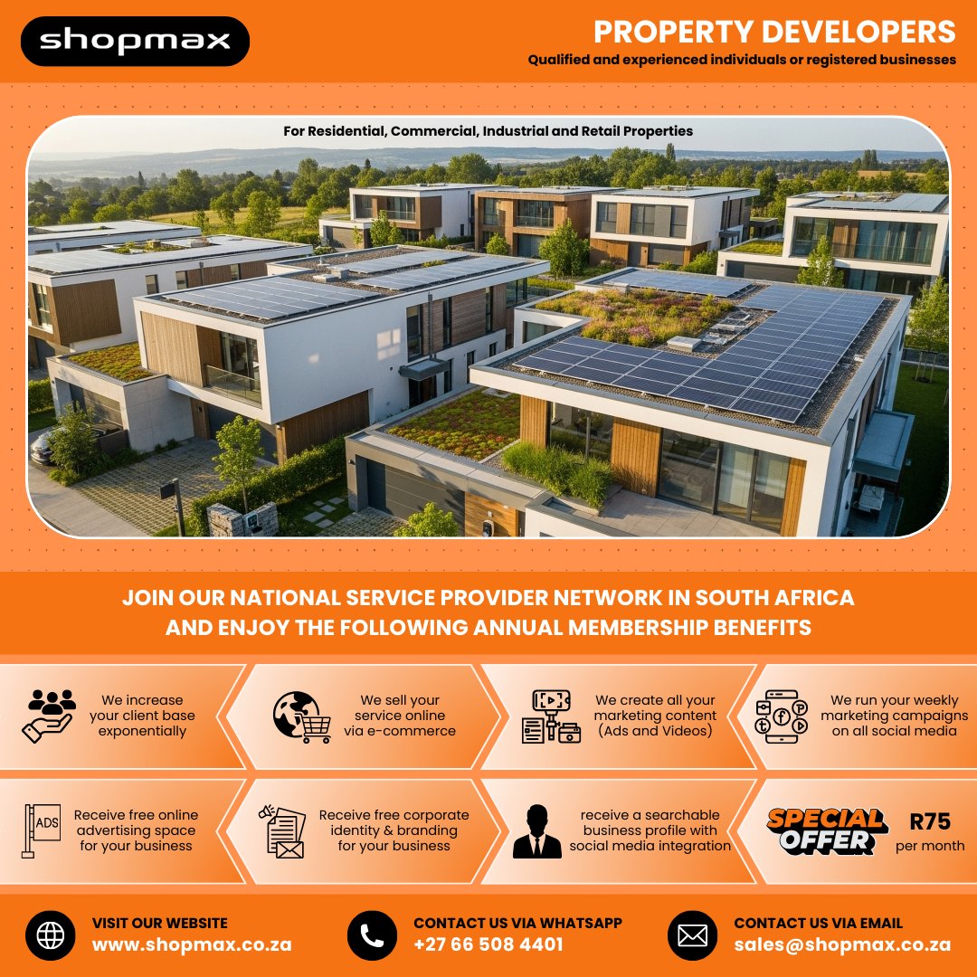 SHOPMAX6's tweet image. 🏗️ Property Developers — accelerate your sales nationwide
Join the Shopmax SPN
👉 shopmax.co.za/sell_your_prof…
#PropertyDevelopment #Shopmax