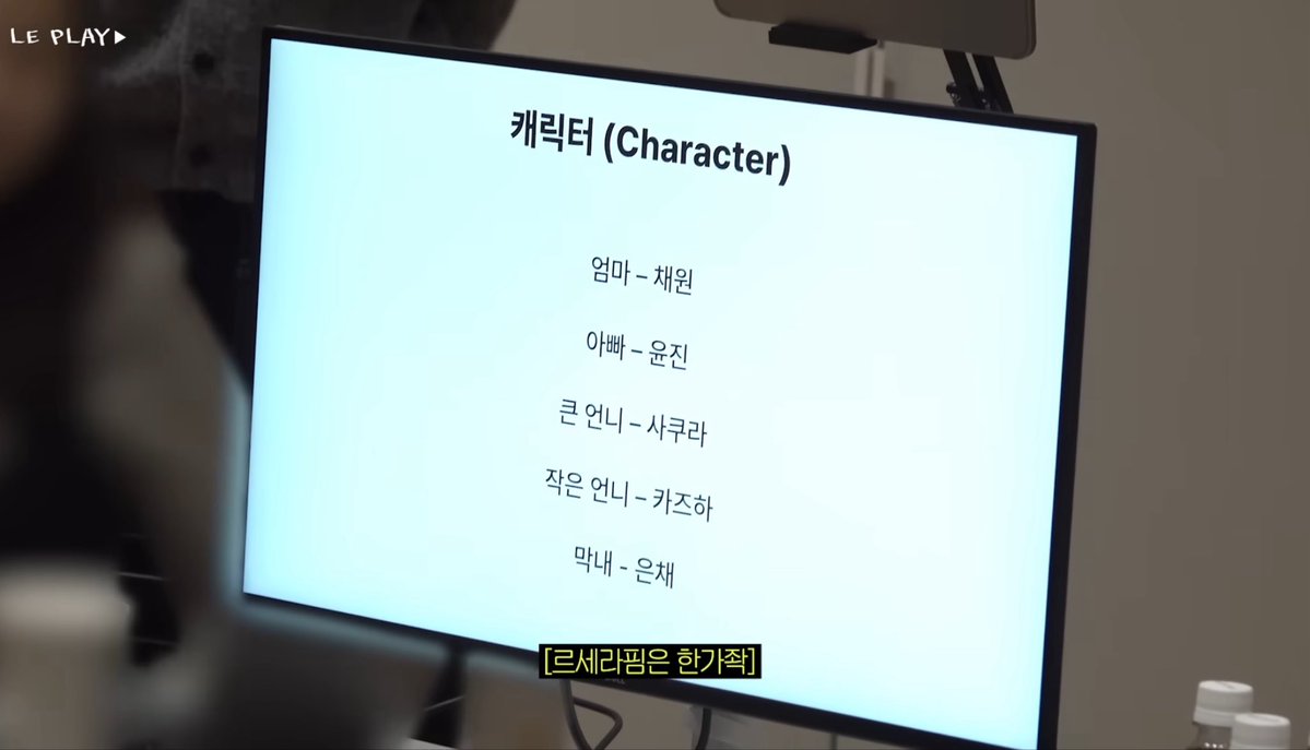 엄마-채원
아빠-윤진
큰 언니-사쿠라
작은 언니-카즈하
막내-은채