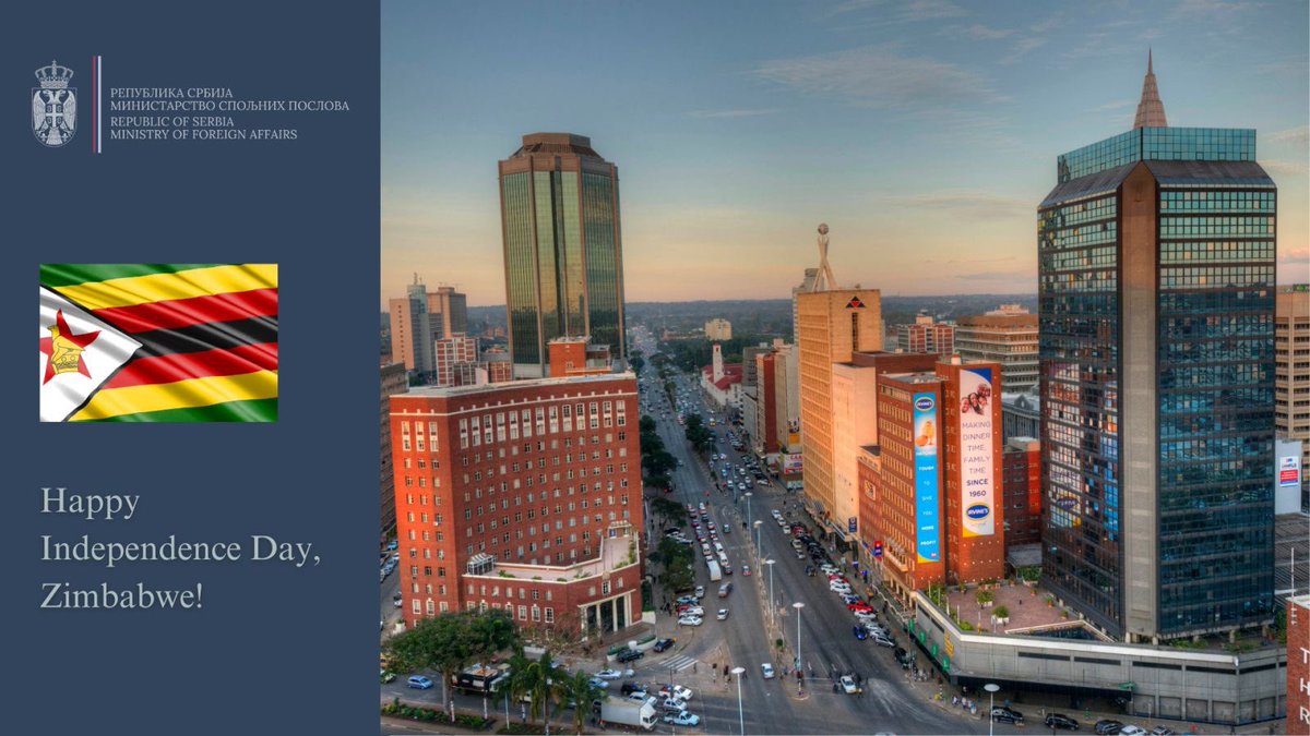 MFASerbia's tweet image. We wish success and prosperity to the people and government of the Republic of #Zimbabwe, and to our counterparts at @MoFA_ZW, upon the marking of their #IndependenceDay!