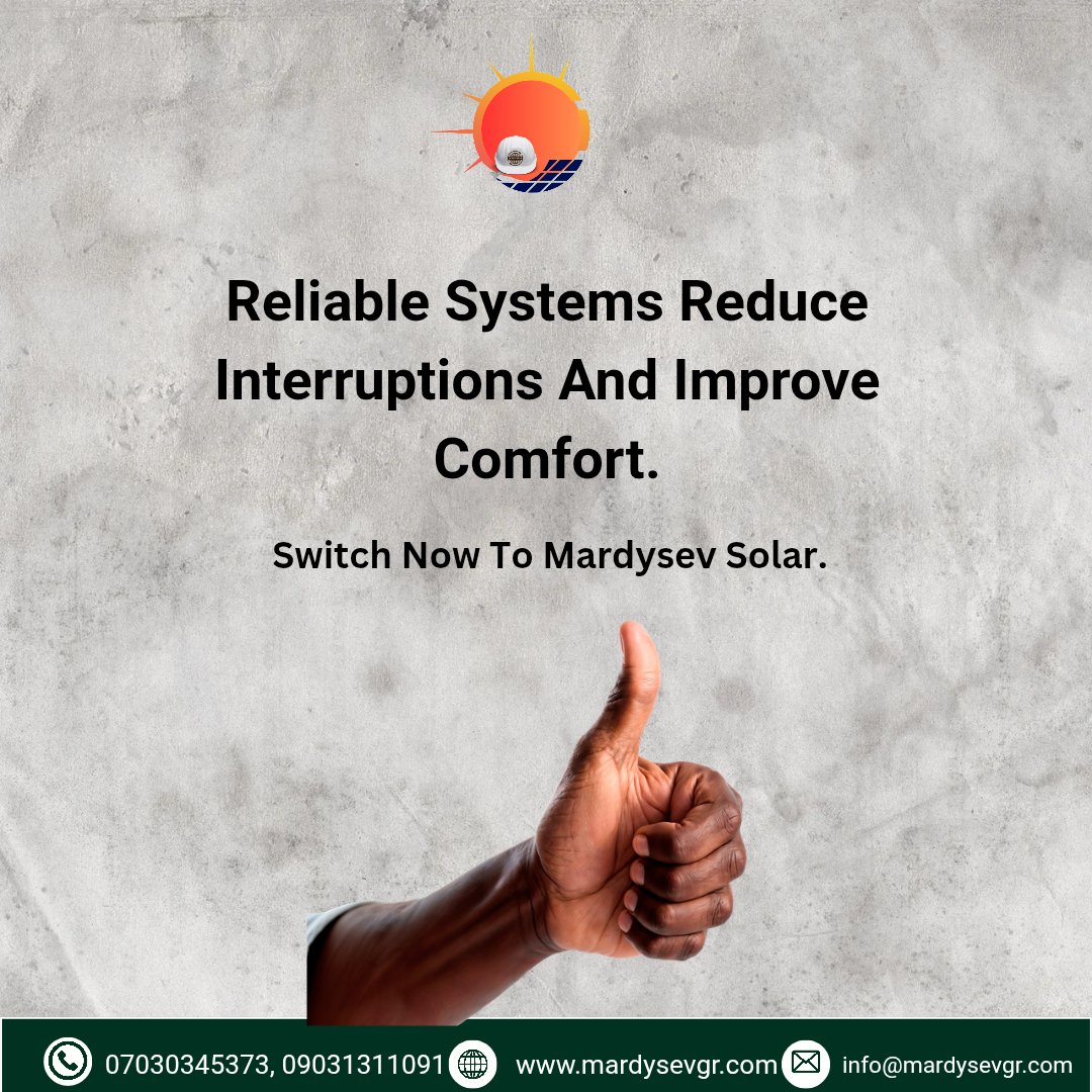 Mardysev_solar's tweet image. Power interruptions slow you down. ⚡
Stay productive and stress-free with reliable energy from Mardysev Solar—built for consistency, day and night.
📞 07030345373
#MardysevSolar #ReliablePower #SmartEnergy #NigeriaSolar