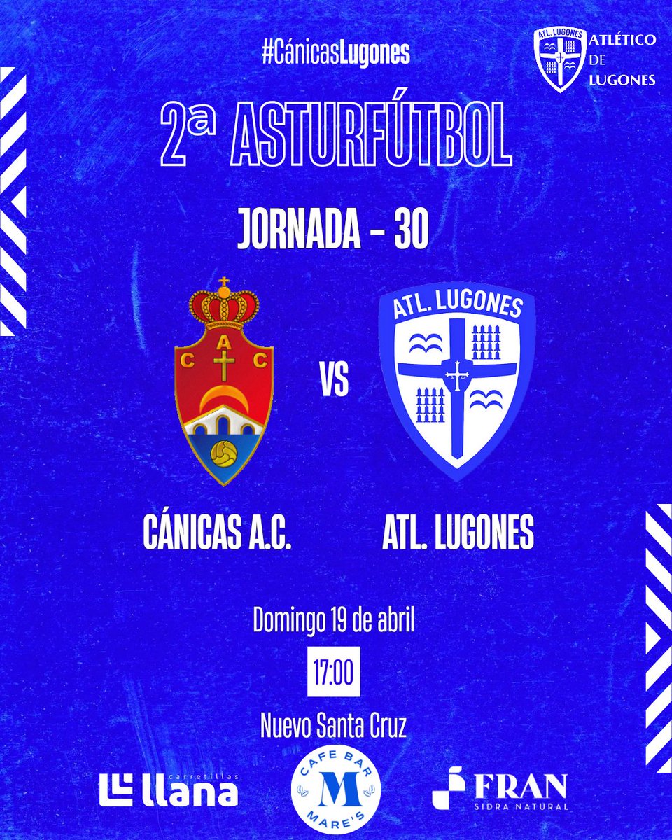 ATL_LUGONES's tweet photo. ⚽ 2ª Asturfútbol | Jornada 30
📅 Domingo 19 de abril
🕒 17:00
🏟️ Nuevo Santa Cruz
🆚 Cánicas A.C.

#CánicasLugones #FuerzaLugones #2RFFPA https://t.co/qowFNbVICp