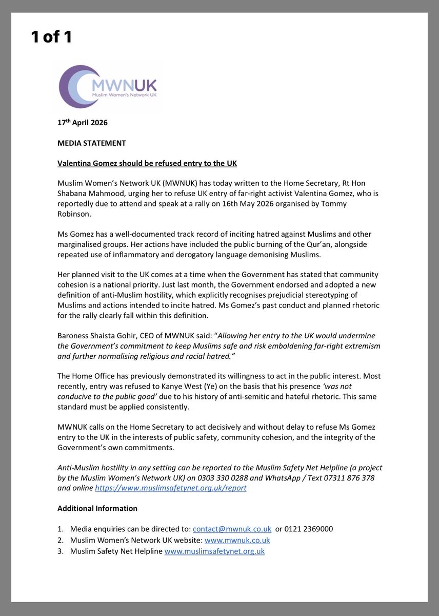 Baroness Gohir OBE tweet media