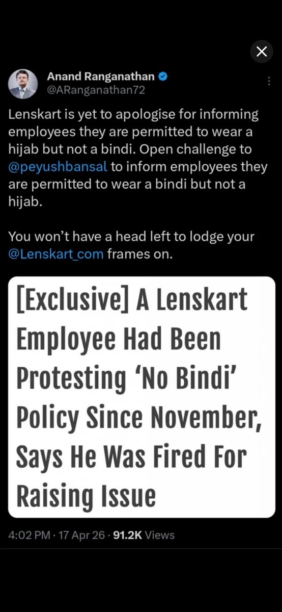 manishsay's tweet photo. @ShefVaidya @Lenskart_com @peyushbansal Please check if anyone was fired for raising this issue https://t.co/EqYt7CI0bQ