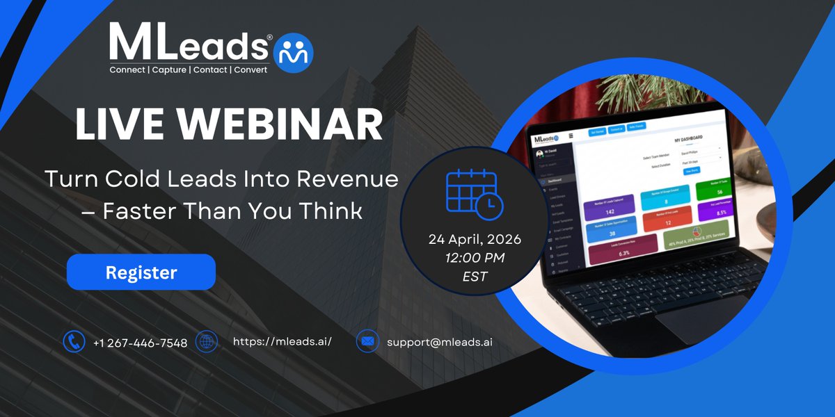 MLeadsApp's tweet image. Most leads fail to convert because they're forgotten—not uninterested. 

Join our 𝗟𝗜𝗩𝗘 webinar on 24 April, 12 PM EST. 
👉 Register now: meet.zoho.com/zjle-jmn-pyq 

#LeadGeneration #LeadNurturing #CRM #MarketingAutomation #PipelineGrowth #Webinar #MLeads