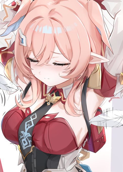 羽を使ってスリスリされるリンネア
#原神 #GenshinImpact 