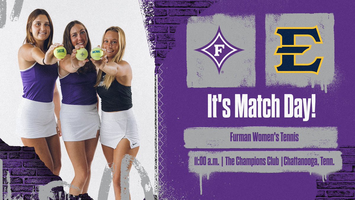 FurmanWTennis's tweet photo. It’s Match Day!
🆚 @ETSU_WTennis
🎾 The Champions Club
📍 Chattanooga, Tenn.
⌚️ 11 a.m.
📊 https://t.co/q3a7sMNIiy https://t.co/YJDVYfhOaE